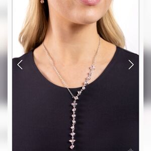 Diagonal Daydream Pink Silver Necklace